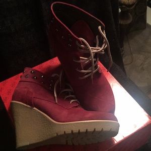 Cute Red suede booties